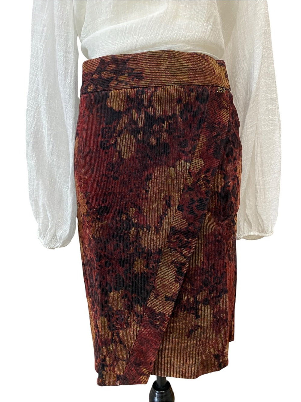 Y2K vintage corduroy asymmetrical pencil skirt Size S EUC stretchy fabric